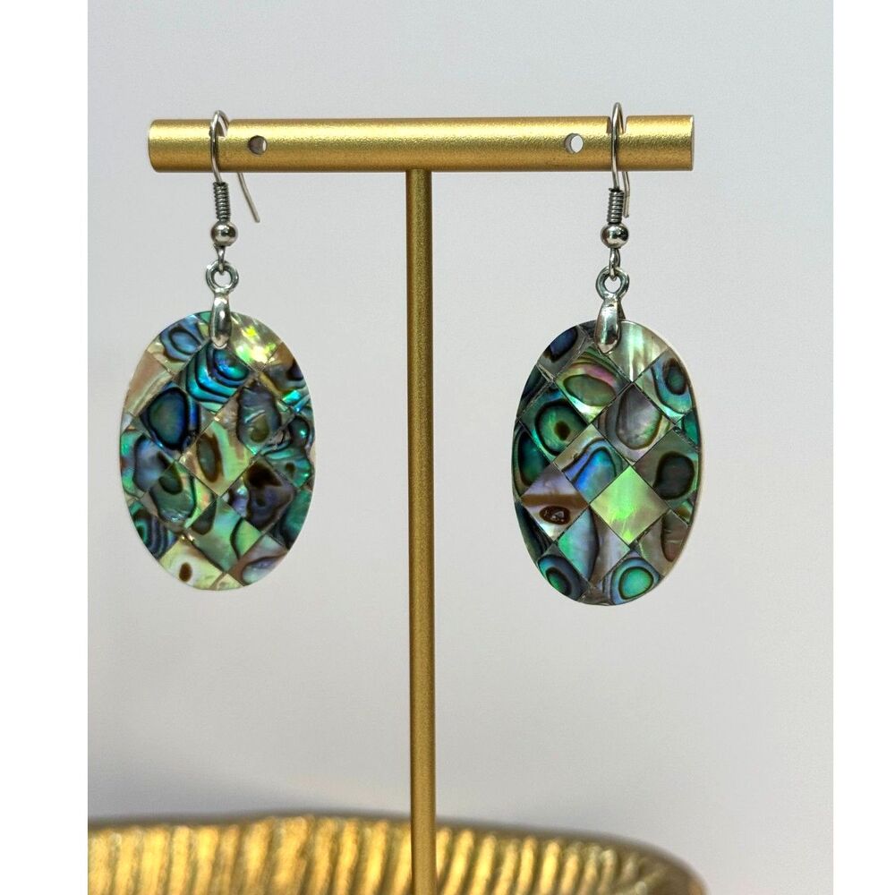 Abalone Inlay Msaic Dangle Earrings